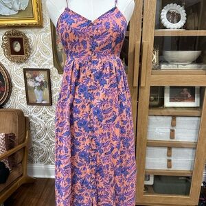 Floral Spaghetti Strap Dress - Pink and Blue